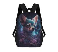 Galactic Chihuahua with Flowers -6 Mochila Escolar, Mochila Informal, Mochila De Día, Mochila Escolar, Mochila De Trabajo, Mochila De Viaje Para Adolescentes, Niñas, Niños, Mujeres Y Hombres 17inch