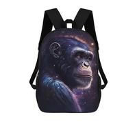 Galactic Chimpanzee Portrait-2 Mochilas Impresas En 3D Para Niños 17inch Mochilas De Moda Informales Para El Día A Día, Bolsas De Viaje, Mochilas Informales Para Exteriores Para Niños Y Niñas