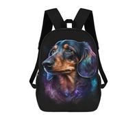 Galactic Dachshund Portrait -3 Mochilas Impresas En 3D Para Niños 17inch Mochilas De Moda Informales Para El Día A Día, Bolsas De Viaje, Mochilas Informales Para Exteriores Para Niños Y Niñas