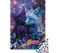 Galactic Friends Fox and Cat in Flowers Puzzle Imposible,desafío for Adults Entretenimiento Creativo 1000 Piezas Obra De Arte De Juego De para Adultos Y Niños A Partir De 12 Años 38x26cm/1000pcs