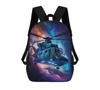 Galactic Helicopter Adventure -8 Mochilas Impresas En 3D Para Niños 17inch Mochilas De Moda Informales Para El Día A Día, Bolsas De Viaje, Mochilas Informales Para Exteriores Para Niños Y Niñas