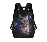 Galactic Lynx Celestial Feline Majesty Mochila Escolar, Mochila Informal, Mochila De Día, Mochila Escolar, Mochila De Trabajo, Mochila De Viaje Para Adolescentes, Niñas, Niños, Mujeres Y Hombres 17in