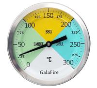 GALAFIRE 3 3/16 Pulgadas Cara Grande 300 ℃ Termómetros para Barbacoas, Medidor de Temperatura para Ahumadores Barbacoa Asador Horno Ahumar con Vástago Alargado de 2 7/8 Pulgadas