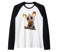 Galago Bebé Arbusto Galagos Monos Lindo Galago Camiseta Manga Raglan