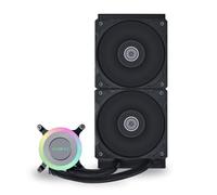 Galahad II Lite - Ventiladores PBT de 240 mm, alto rendimiento, diseño de rodamiento FDB, bomba personalizable ARGB Blockhead y tapa conmutable, ventilador PBT de 28 mm, compatible con tiras de luz