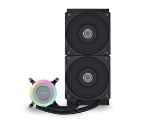 Galahad II Lite - Ventiladores PBT de 240 mm, alto rendimiento, diseño de rodamiento FDB, bomba personalizable ARGB Blockhead y tapa conmutable, ventilador PBT de 28 mm, compatible con tiras de luz
