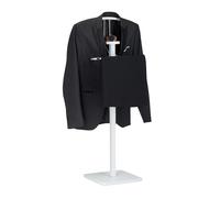 Relaxdays Galán de Noche, Perchero de Pie, para Pantalones, Chaquetas y Camisas, DM y Acero, 109,5 x 47 x 30 cm, Blanco