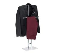 Relaxdays Galán de Noche Cromado Doble, Perchero, Toallero Pie, Acero y Plástico, 106 x 49 x 20 cm, Plateado