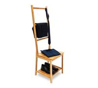 Relaxdays Galán de Noche Bambú, Silla Valet, Colgador Ropa Dormitorio, 2 Baldas, 133x40x42 cm, Perchero Madera, Marrón