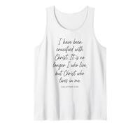 Gálatas 2:20 con Cristo Versículo de la Biblia Escritura Fe Orar Camiseta sin Mangas