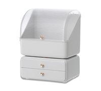 Galatée Antipolvo Organizador de maquillaje Oficina Cajones Almacenamiento de joyas de plástico Caja de almacenamiento de cosméticos Contenedor Varios para la casa Caja, Blanco A + B, 26 * 18 * 35cm
