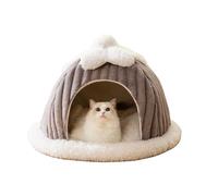 Galatée Cama Cueva De Gato, Dibujos Animados De Gato Lindo Casa, Casa De Cama De Carpa De Gato Pequeña con Almohada De Cojín Lavable Extraíble, Cama De Perro, Camas De Gato para Interiores(L, Gris)