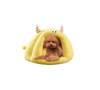 Galatée Cama Cueva Para Gatos, Cálida Casa Cueva Para Dormir Para Gatos y Perros, Cama De Felpa Suave Para Perros, Iglú Para Perros, Linda Tienda De Campaña De Dibujos Animados Para Gatos(M, Amarillo)