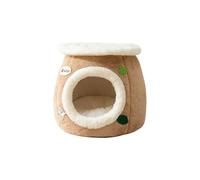 Galatée Cama Cueva para Gatos, Cama De Felpa Súper Suave con Base Antideslizante, Linda Casa De Perro De Dibujos Animados, Nido Espacioso para Perros, Tipi Cálido y Cómodo para Gatos(M, Marrón)