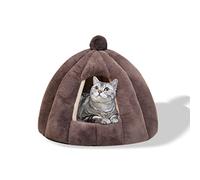 Galatée Cama Tipo Cueva para Gatos, Cama Cojín para Gatos con Fondo Antideslizante, Cama para Mascotas con Cojín Interior Lavable Extraíble, Iglú De Felpa Suave y Acogedor para Gatos(M, Gris)