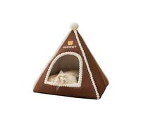 Galatée Cama Cueva para Gatos, Casa para Gatos De Dibujos Animados, Tipi Cálido y Cómodo para Mascotas, Nido para Mascotas con Cojín Lavable, Bonito Iglú para Perros(S, Marrón)