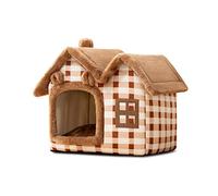 Galatée Cama Cueva para Gatos, Iglú De Gato De Peluche Cálido y Acogedor, Cama Lavable para Perros con Cojín Extraíble, Mejora El Sueño, Casa Plegable para Gatos(L, Marrón)