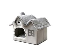 Galatée Cama Cueva para Gatos, Iglú De Gato De Peluche Cálido y Acogedor, Cama Lavable para Perros con Cojín Extraíble, Mejora El Sueño, Casa Plegable para Gatos(L, Gris)