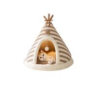 Galatée Cama Cueva para Gatos, Linda Casa Tipo Iglú para Perros con Cojín Extraíble, Cómoda Tipi Triangular para Mascotas, Nido Cálido para Mascotas, Mejora El Sueño(L, Marrón)