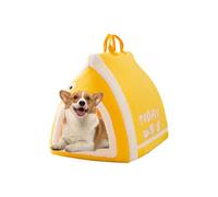 Galatée Cama Cueva para Gatos, Tienda De Campaña para Mascotas para Que Los Gatos y Los Perros Duerman, Cama para Gatos con Base Antideslizante, Casa Blanda para Gatos(L, Amarillo)