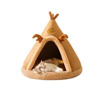 Galatée Cama Cueva para Gatos, Tipi Triangular, Casa De Vacaciones para Mascotas, Tienda De Campaña Acogedora y Cálida para Perros y Gatos (XL, Marrón)