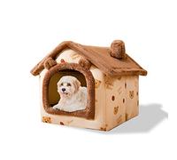 Galatée Cama De Cueva De Gato, Cama Lavable para Perros, Iglú De Felpa Cálida y Acogedora para Gatos, Casa para Mascotas Plegable, Cama para Mascotas con Fondo Antideslizante(S, Oso Pardo Oscuro)