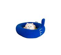 Galatée Cama para Gatos con Forma De Donut, Cálida y Suave, Acogedora y Antiansiedad, Linda Cama para Mascotas con Dibujos Animados y Almohada Extraíble y Lavable, Cama Relajante para Perros(Azul)