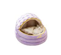 Galatée Cama para Gatos, Preciosa Cueva para Gatos De Interior, Precioso Iglú De Felpa para Gatos y Perros Pequeños, Cálida Cama para Perros con Base Antideslizante, Cama para Mascotas(M, Violet)