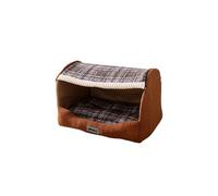 Galatée Cama para Perros, Cama Cueva para Gatos Suave, Plegable y Lavable con Cojín Desmontable, Bonita Casa para Gatos, Nido para Mascotas De Interior con Base Antideslizante(L, Marrón Oscuro)
