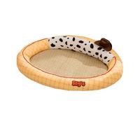 Galatée Cama para Perros De Látex y Seda Helada, Colchoneta Refrescante para Mascotas, Transpirable, Impermeable, Antideslizante, Apta para Gatos y Perros(S,Amarillo)