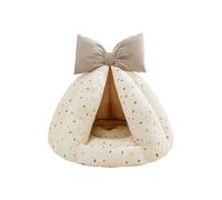 Galatée Cama para Perros y Gatos para Todas Las Estaciones, Rellena De Algodón PP, Espaciosa, con Cama y Colchoneta Separadas, Antideslizante(L,Beige)