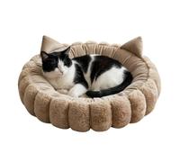 Galatée Cama Redonda Grande y Gruesa para Gatos, con Relleno De Esponja, Lavable, Base Antideslizante, Apta para Todas Las Estaciones (Marrón)