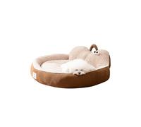 Galatée Cama Redonda Tipo Donut para Gatos, Cojín Lavable De Lujo para Perros, Sofá Mullido para Perros, Nido para Mascotas con Base Antideslizante(L, Marrón)