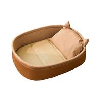 Galatée Cama Refrescante para Mascotas, De Ratán/Tela Oxford, Apta para Todas Las Estaciones, Cama y Colchoneta Separadas, Cama Antideslizante para Gatos/Perros(L,Marrón)
