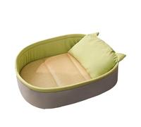 Galatée Cama Refrescante para Mascotas, De Ratán/Tela Oxford, Apta para Todas Las Estaciones, Cama y Colchoneta Separadas, Cama Antideslizante para Gatos/Perros(M,Verde)