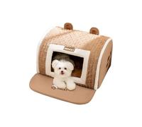 Galatée Casa para Gatos, Cueva para Gatos Suave y Acogedora, Tienda De Campaña para Perros Pequeños, Casa y Tienda De Campaña para Gatos Suaves, Casa para Mascotas con Dibujos Animados(L, Marrón)