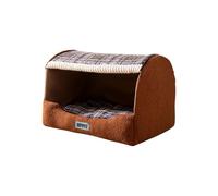 Galatée Casa para Gatos, Linda Cama para Perros, Cueva Plegable y Suave con Cojín Desmontable, Nido para Mascotas con Base Antideslizante, Cómoda Tienda De Campaña para Perros(S, Marrón Oscuro)