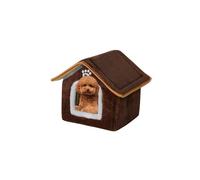 Galatée Casa para Perros, Cueva para Gatos Cálida y Acogedora para Interiores, Lindo Gato Perro De Peluche Lavable Igloo, Cómoda Casa para Mascotas para Cachorros, Gatitos y Conejos(L, Marrón)
