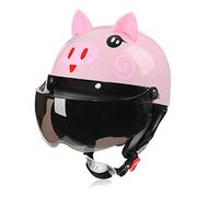 Galatée Casco de Bici para Niños Patinetes Eléctricos Riciclos Skateboarding y Bicis, Viene con una Cálida Bufanda y Visera de Protección Facial(Cerdito, Edad 5-12 años)