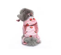 Galatée Chaqueta De Lluvia para Perros con Capucha, Abrigo Impermeable con Orificio De Correa y Tiras Reflectantes (M, Fresa Rosa)