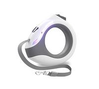 Galatée Correa para perros retráctil extensible 3 m con linterna LED, freno y bloqueo de un botón, correa extensible para perros de hasta 20 kg (blanco)