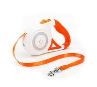 Galatée Correa para Perros Retráctil, Fácil Freno y Bloqueo con Un Solo Botón Correa Extensible para Perros con Linterna LED(M, Longitud De La Cuerda 5M, Naranja)