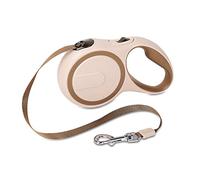 Galatée Correa Retráctil para Perro, Freno y Bloqueo con Un Botón, Correa para Perro Extensible Sin Enredos De 360° con Cinta Trenzada De Nailon De Alta Densidad(S, Marrón)