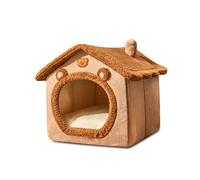 Galatée Cueva De Gatos, Cama para Perros Lavable con Cojín Extraíble, Casa Cálida y Acogedora, Casa De Mascota Cómoda Plegable (S, Marrón)