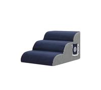 Galatée Escalera para Mascotas, Fabricada En Material Transpirable De Felpa De Algodón, Extraíble y Lavable, con Rampa Lateral Antideslizante y Resistente（3 Capas, Gris a Rayas）