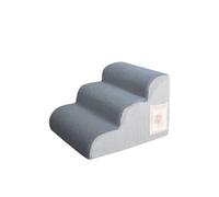 Galatée Escalera para Mascotas, Fabricada En Material Transpirable De Felpa De Algodón, Extraíble y Lavable, con Rampa Lateral Antideslizante y Resistente（3 Capas, Rayas Gris-Azul）