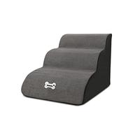 Galatée Escaleras para Mascotas, Rampa para Mascotas Extraíble y Lavable, Escalones para Perros De Espuma De Alta Densidad 3 Niveles Escalera para Subir Mascotas（Gris）