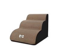 Galatée Escaleras para Mascotas, Rampa para Mascotas Extraíble y Lavable, Escalones para Perros De Espuma De Alta Densidad 3 Niveles Escalera para Subir Mascotas（Bronceado Claro）