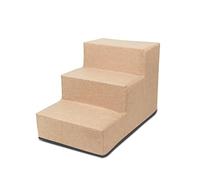 Galatée Escaleras para Perros, Cubierta Lavable y con Cremallera Rampa Extraíble para Mascotas, Escalones para Perros para Cama Alta y Sofá, Parte Inferior Antideslizante(3 Pisos De Escaleras, Caqui)