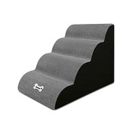 Galatée Escaleras para Perros De 4 Peldaños, Escalones para Mascotas para Sofá De Cama Alta Con Funda Lavable, Rampas De Esponja De Alta Densidad (Gris)